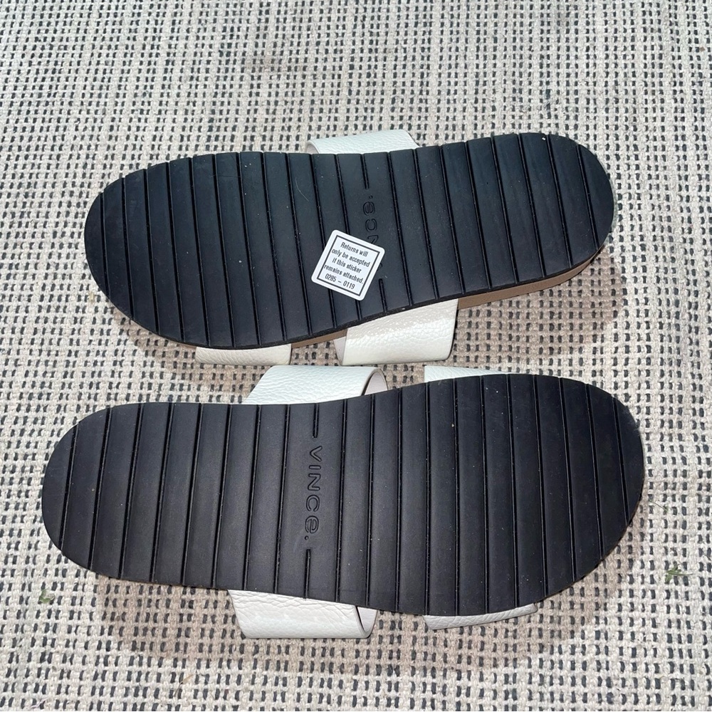VINCE Women's Georgie Leather Slides Size 5.5M In White/Nude - Picture 4 of 6